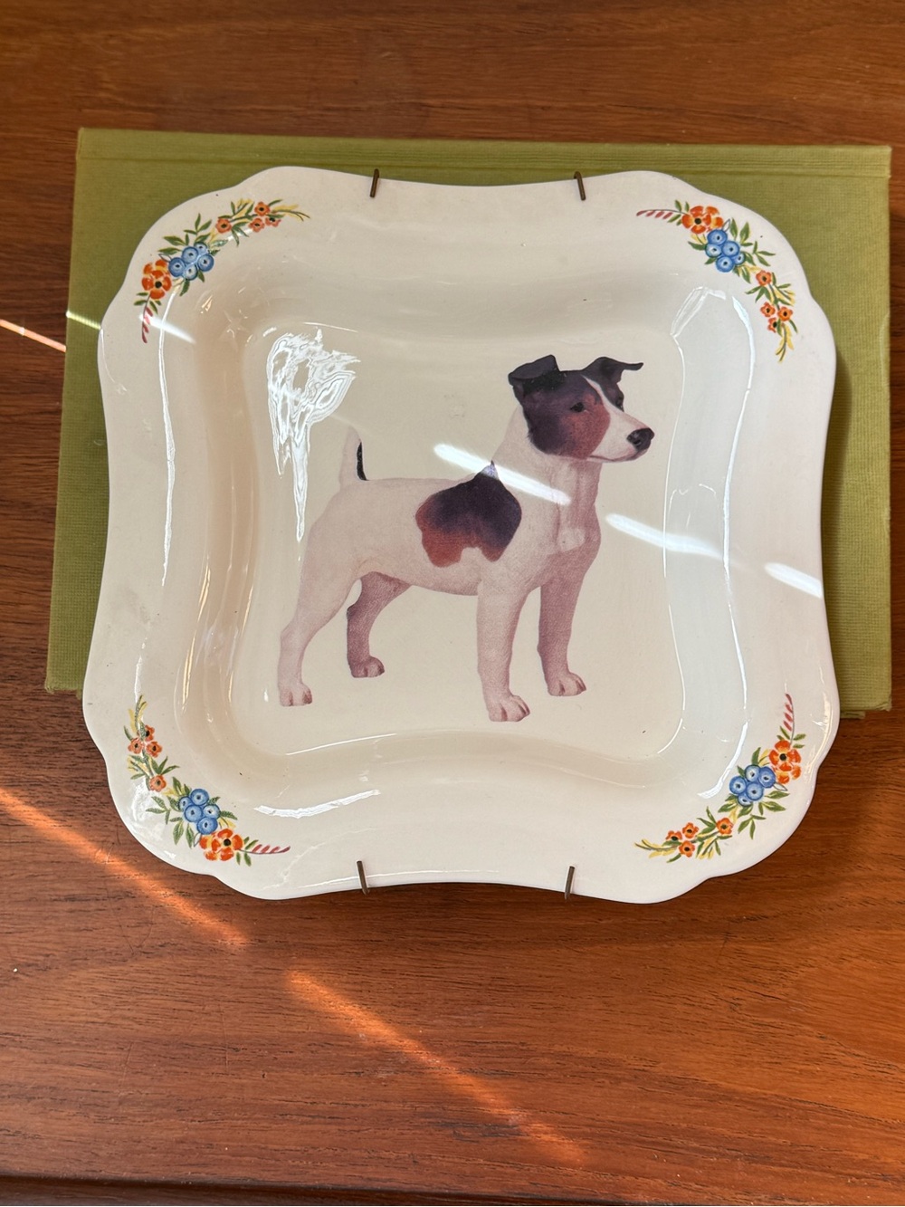 Vintage Jack Russell Terrier Decorative Plate with Wall Attachment